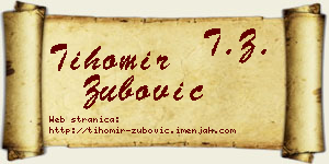 Tihomir Zubović vizit kartica